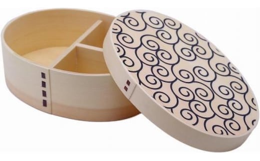 紀州漆器 曲げわっぱ まげわっぱ 弁当箱 白木唐草（１.黒）［YS72］