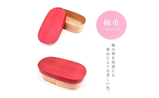 ［梅重（ピンク）］曲げわっぱ 弁当箱 紀州塗り 麗 URARA 国産 日田杉 被せ蓋 日本製［YS129］