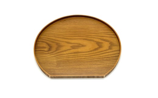 ［ライトブラウン］紀州漆器 木製 カラー半月盆 トレー 36cm［YS139］