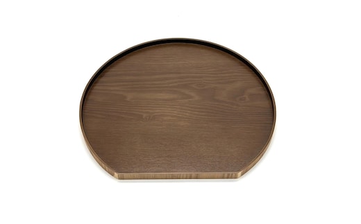 ［マロンブラウン］紀州漆器 木製 カラー半月盆 トレー 36cm［YS140］
