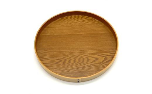 ［ライトブラウン］木製 お盆 曲げわっぱ カラー丸盆 まげわっぱ 紀州漆器［YS143］