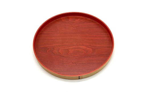 ［チェリーピンク］木製 お盆 曲げわっぱ カラー丸盆 まげわっぱ 紀州漆器［YS145］