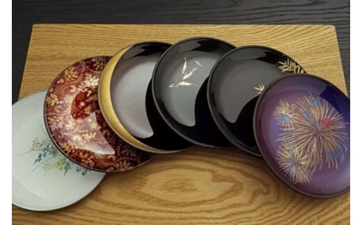 和柄蒔絵丸小皿6枚セット ［NF195］