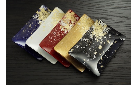 金銀箔ちらし角小皿5枚セット ［NF192］