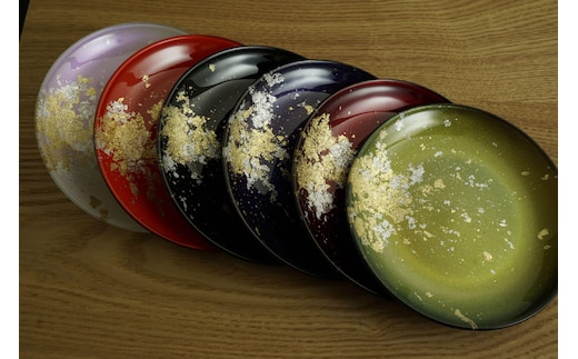 金銀箔ちらし丸小皿6枚セット ［NF193］