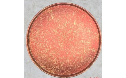 木製 丸トレイ 乱糸（マット仕上げ）赤溜［NF65］