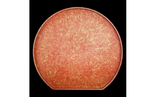 木製 半月トレイ 乱糸（マット仕上げ）本朱［NF70］