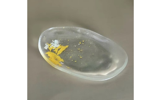 ビーンズ型小皿 クリア（金箔） ［NF126］