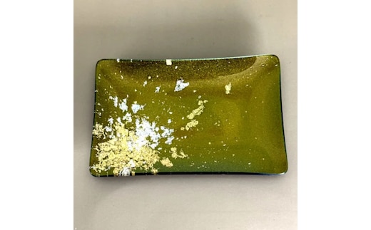 角小皿 マジョ（金箔）グリーン ［NF129］