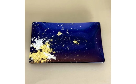 角小皿 マジョ（金箔）ブルー ［NF130］