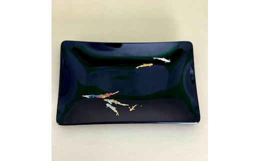 角小皿 鯉 漆黒 ［NF134］