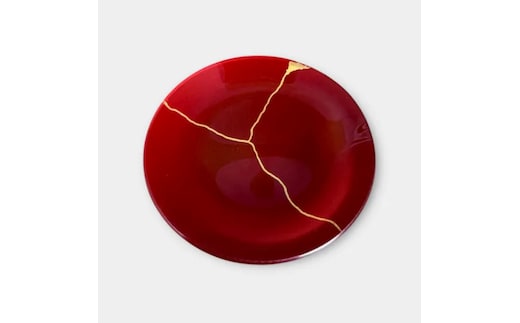 丸小皿 金継ぎデザイン 本朱 ［NF145］