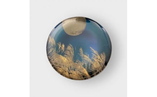 丸小皿 すすき シアンブルー ［NF147］