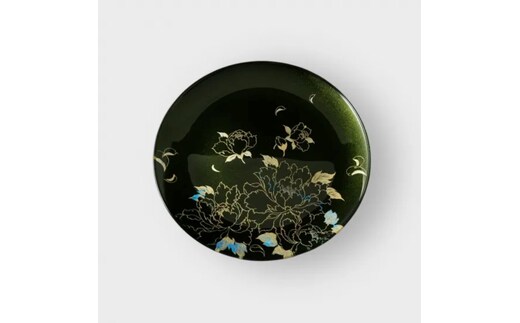 丸小皿 牡丹 梨地グリーン ［NF148］