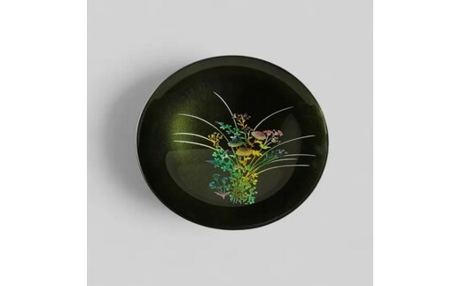 丸小皿 秋草 梨地グリーン ［NF155］