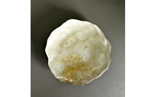 豆皿 口金ロック 古代金箔漆白 ［NF168］