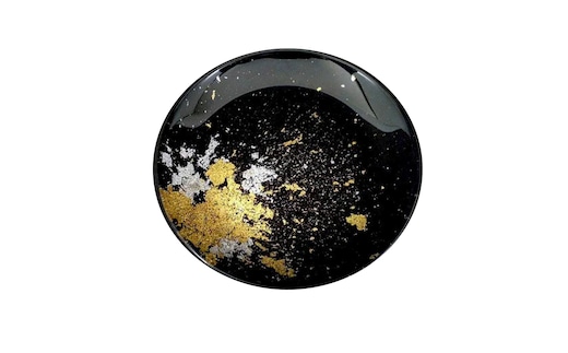 丸小皿 古代（金箔）漆黒［NF176］