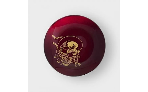 丸小皿 風神 赤溜 ［NF260］