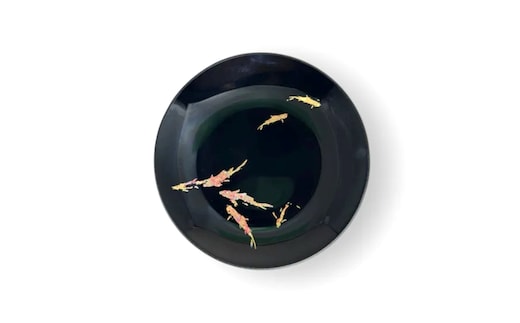 丸小皿 鯉 漆黒 ［NF267］