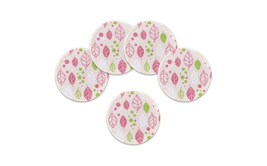友禅和紙コースター 5枚セット スプリングリーフ ピンク タツクラフト 【Tk20】