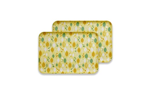 友禅染和紙トレー M 33cm 2枚セット オータムリーフ イエロー タツクラフト 【Tk274】