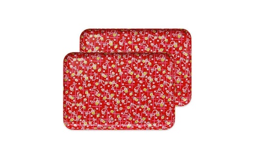 タツクラフト 友禅和紙トレー L 39cm 2枚セット 小花 舞うさぎ 【Tk322】