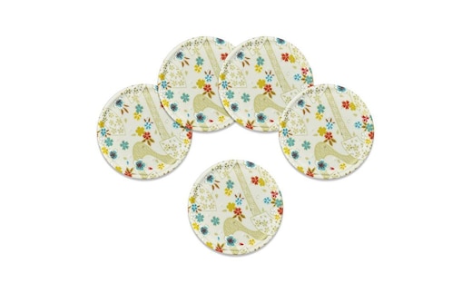 タツクラフト 友禅和紙コースター 5枚セット 桜扇 金流水 【Tk340】