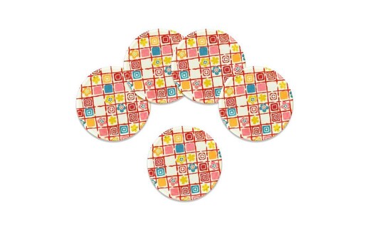 タツクラフト 友禅和紙コースター 5枚セット 梅桜 格子 【Tk345】