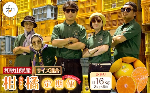 ［定期便］森本農園の手選別 訳あり柑橘定期便 約2kg サイズ混合 和歌山県産 ［北海道・沖縄・離島配送不可］［2026年10月～2027年5月まで全8回お届け］ ［RN170］