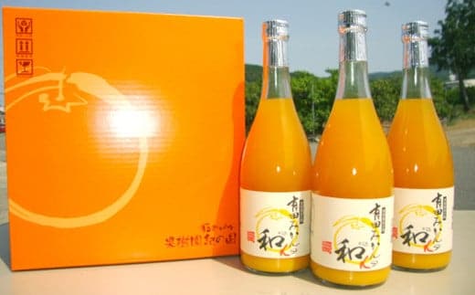 ZY6002n_果樹園紀の国 有田みかん ブランド ジュース 和α（なごみアルファ） 720ml×3本 セット【和歌山 みかんジュース ミカンジュース ストレート 無添加 果汁100% 有田】