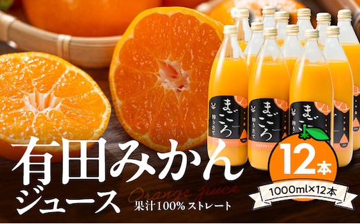 ZE6184_【まごころ】有田みかんジュース100％ 1000ml×12本