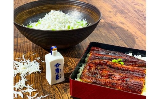 E6101n_うなぎ蒲焼2本と釜揚げしらす300gコラボセット 【角長特製醤油タレ付き】【湯浅町×有田川町】 ※着日指定不可