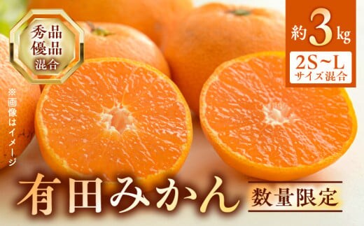 BF6031n_数量限定 期間限定 有田みかん 約 3kg 2S～Lサイズ サイズ混合 30個 前後 秀品 優品 紀州 有田 みかん 温州みかん フルーツ 果実 甘み 酸味 絶妙 バランス 果物 柑橘 国産 食品 食べ物 マルシ農園 お取り寄せ 和歌山県 湯浅町 送料無料