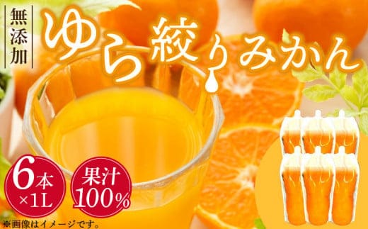 DG6009_みかんジュース 1L×6本「ゆら絞りみかん 無添加」