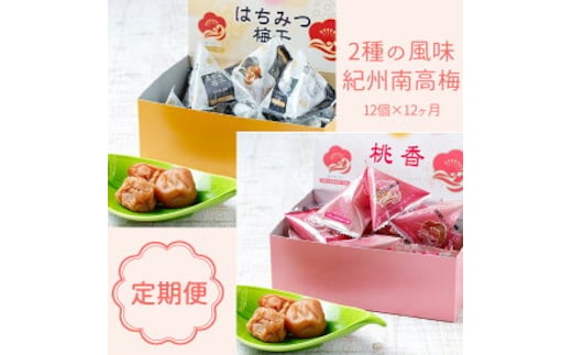 BL6155_【定期便】紀州南高梅 2種の風味 テトラピロー 個包装 12個入 ×12