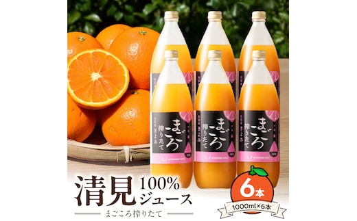 ZE6405n_【まごころ搾りたて】清見 100%ジュース 1000ml 6本