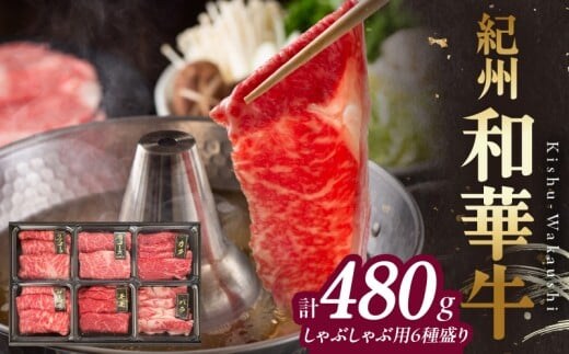 BN6132_紀州和華牛 しゃぶしゃぶ用 食べ比べ 6種盛り 480g