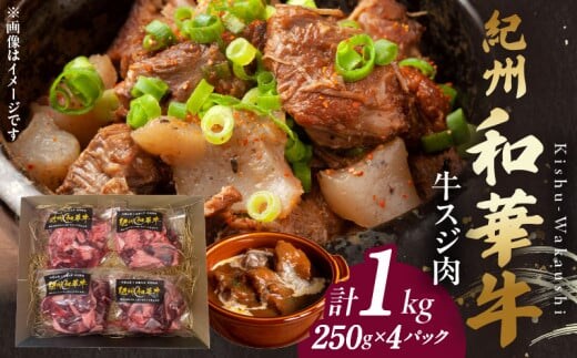 BN6051_【和歌山の新ブランド黒毛和牛】紀州和華牛の牛スジ肉 1kg（250g×4パック）