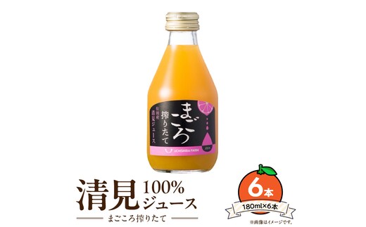 ZE6433_【まごころ搾りたて】清見 100%ジュース 180ml × 6本