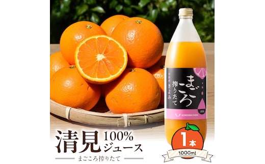 ZE6521_【まごころ搾りたて】清見100%ジュース 1000ml×1本
