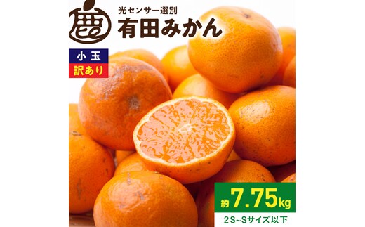 《2026年11月上旬～2027年1月上旬頃順次発送》【2026年先行予約】家庭用 小玉な有田みかん約7.5kg+250g（傷み補償分）【わけあり・訳あり】【光センサー選果】_ZH7062