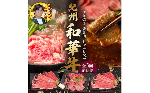 【紀州和華牛】すき焼き・焼き肉・しゃぶしゃぶ 3回定期便 _BN60-T02