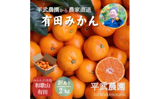 農家直送！有田みかん（2kg 訳あり≪サイズ混合≫） 平武農園 ～蛍飛ぶ町から旬の便り～