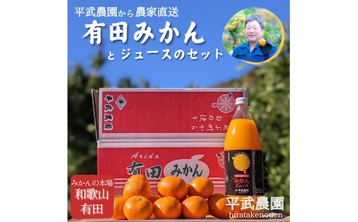 農家直送！有田みかん（約3kg Mサイズ 秀品）とジュースのセット 平武農園 ～蛍飛ぶ町から旬の便り～