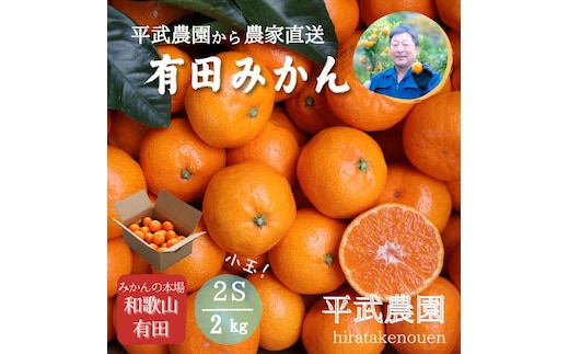 農家直送！有田みかん（2kg 2Sサイズ（小玉）秀品）平武農園 ～蛍飛ぶ町から旬の便り～