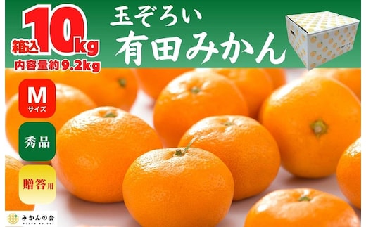 みかん Ｍサイズ 秀品 箱込 10kg (内容量約 9.2kg) 有田みかん 和歌山県産 産地直送 贈答用 ［2026年11月中旬より順次出荷予定］［みかんの会］