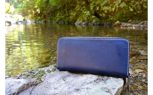 【職人手縫い】和歌山日本鹿革長財布 漆黒（黒色）