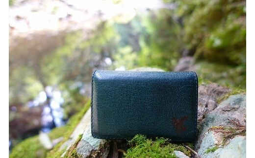 【職人手縫い】和歌山日本鹿革名刺入れ 深森（緑色）