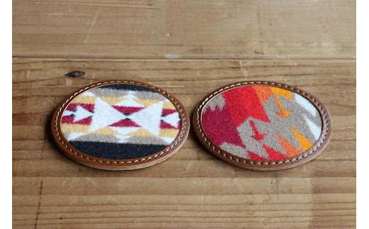 本革レザーコースターｘPENDLETON 【Tucson Khaki】2個セット