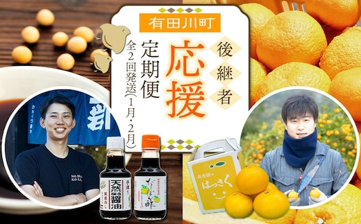 有田川町後継者応援定期便 1月発送 ちょっと傷あり 八朔（4～6玉） と 2月発送 天然醸造醤油＆特製だしぽん酢 【南泰園・カネイワ醤油】